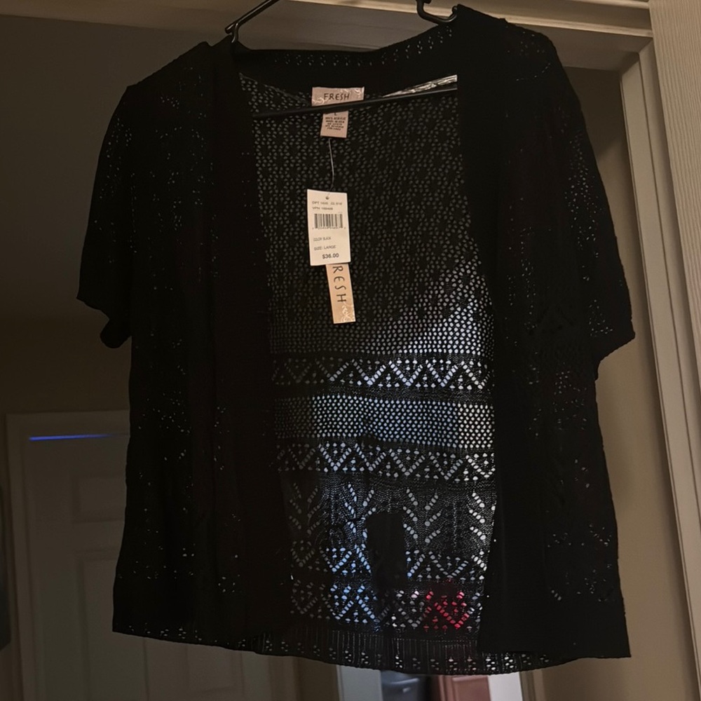 Black Short Sleeve Cardigan